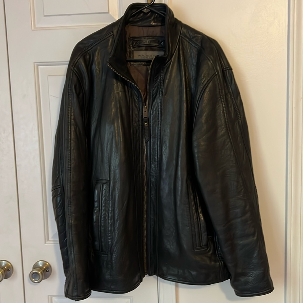 Marc New Yorkk Mens Xlt Black Leather Jacket/Coat